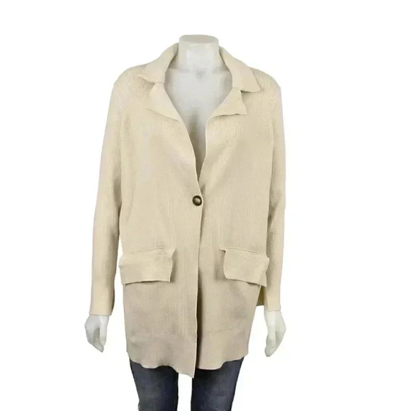 Free People Sarah Sweater Blazer Cream Single Button Size  Small - Picture 4 of 12